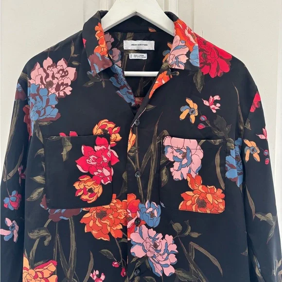 Urban Outfitters Satin Floral Button-Down Shirt S - Picture 6 of 12